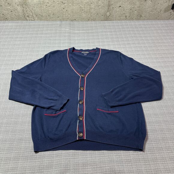Vintage Brooks Brothers‎ Sweater Mens Large Cardigan Blue Grandpa Cabin Y2K 90s - Picture 1 of 10